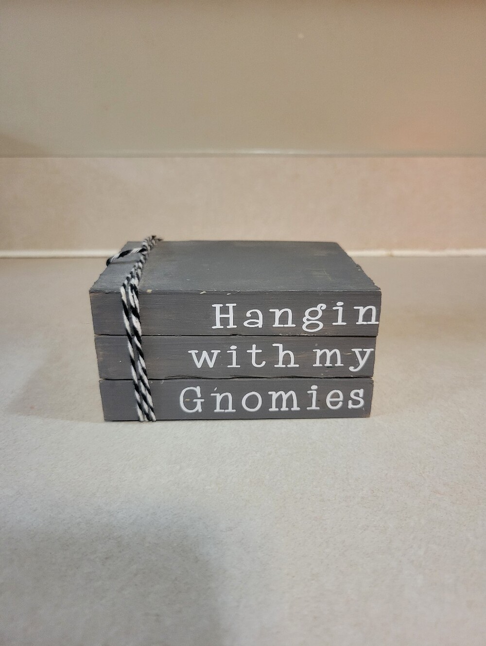 Decorative Wood Book Stack Gnome Themed